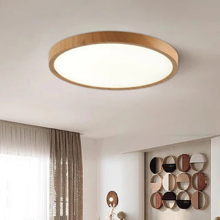 Plafonnier bois moderne et plat pour un éclairage doux - superluminaire